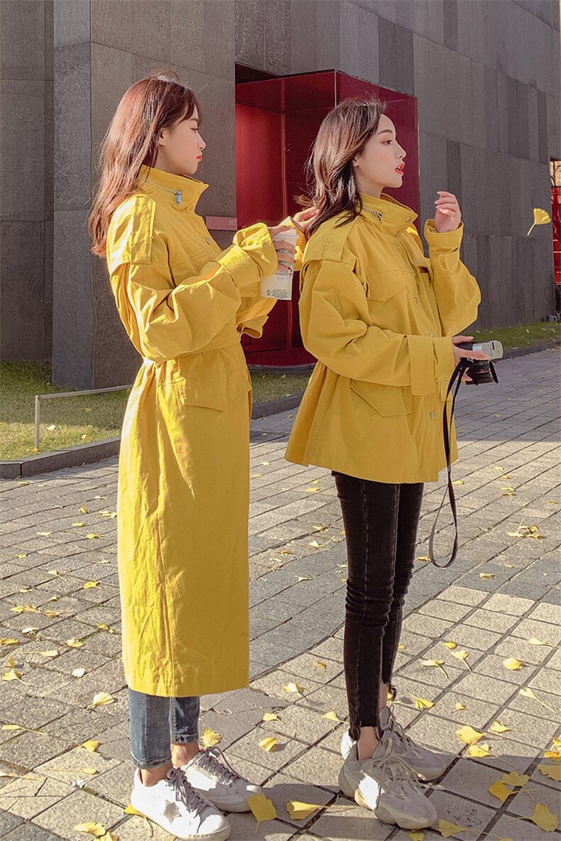 2021春秋季新款工装长短风衣8410货号C91短长,女装风衣,时倾STUDIO