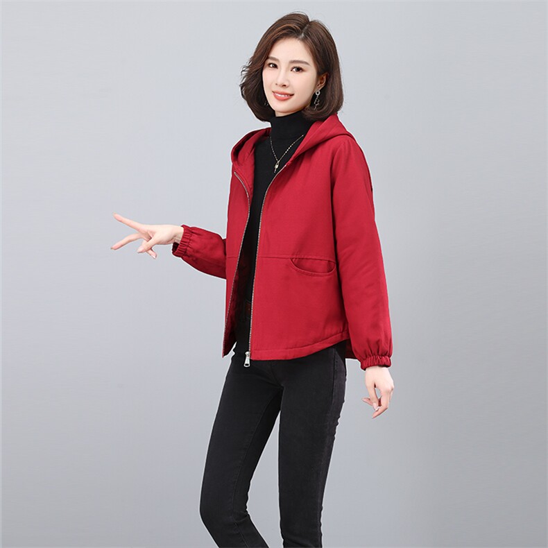夹棉加厚外套女秋冬装2025新款时尚宽松休闲百搭连帽短款夹克上衣,女装棉衣/棉服,依恋蒂丝