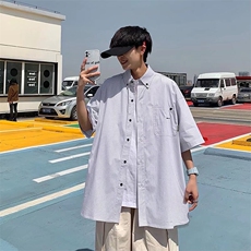 衬衫男士韩版潮流痞子帅气文艺格子2024夏季新款ins外套CY766-P35，男装衬衫，星座412-3