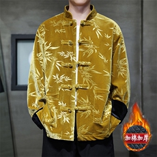 现货24新中式丝绒竹叶压花高级感棉服MY9913-P130控189，男装棉衣，电商A021