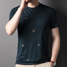 新款短袖透气t恤男士圆领夏季虎头印花宽松休闲商务中年薄上衣P43，男装T恤，钱塘6003A(原)4033A