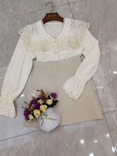 【现货】秋季兔毛工艺料拼接蕾丝开衫，其它，锦绣阁