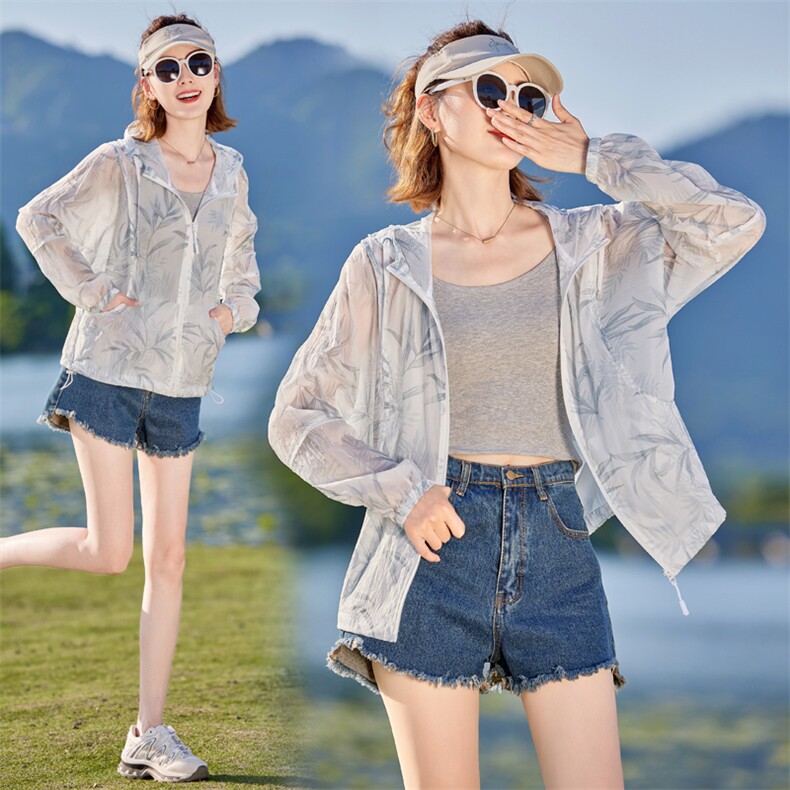 花色防晒衣女户外开衫2025夏季新款休闲时尚防晒服宽松透气薄外套，女装防晒衣，以桐