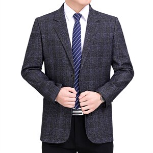 2023年春秋季中年男士西服纯色商务休闲外套爸爸装潮时尚男装图片
