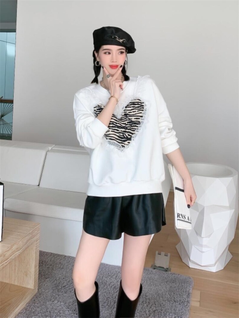 豹纹爱心卫衣,女装卫衣/绒衫,依诺阁