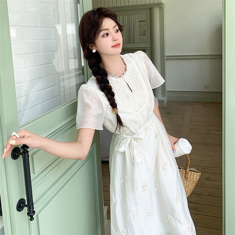 夏款盘扣气质款短袖连衣裙2C122-8855-P125-K188,女装连衣裙,2C122