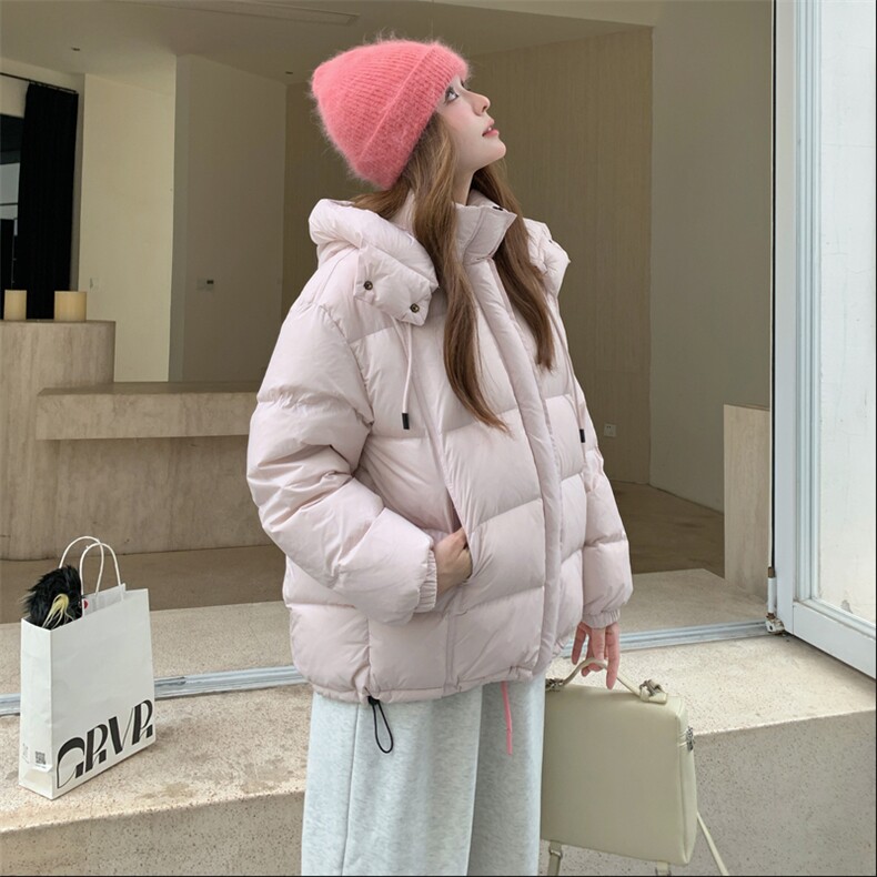现货甜美泡芙感羽绒服外套女冬季新款韩系连帽加厚白鸭绒面包服,女装羽绒服,网红馆