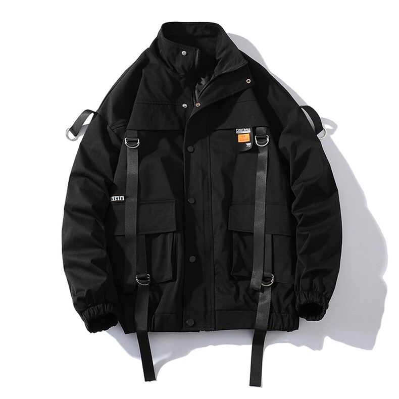 7XL-M大码立领夹克外套男2023秋季新款个性织带休闲宽松上衣控98,男装夹克,钱塘717(原712)