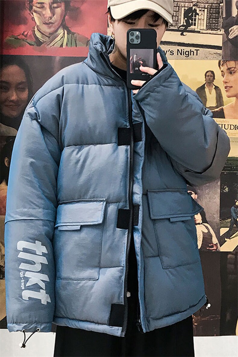 2025新款港风亮面反光变色棉衣棉袄立领面包服棉服3367-P80控138,男装棉衣,星座207