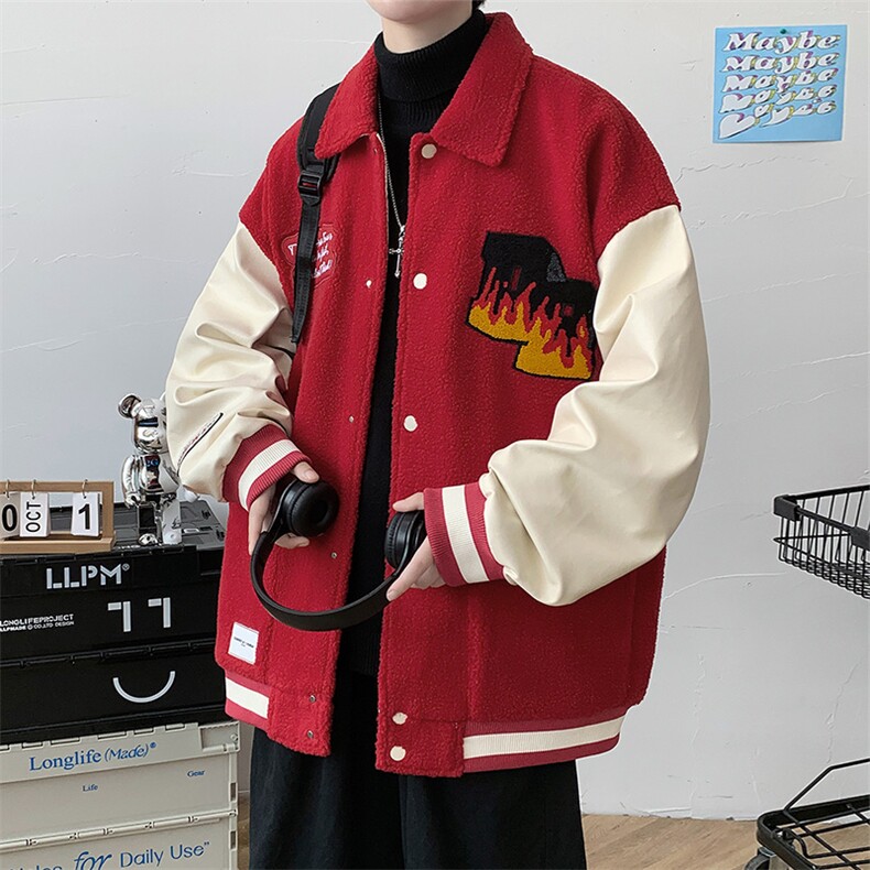 冬款青少年加绒加厚棉衣羊羔潮棒球服外套男士 8100-P115控价158图片