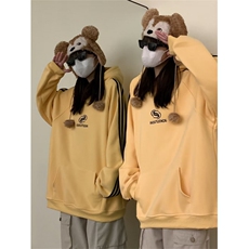 2025春季新款情侣男女同款中性风美式复古潮流三条杠连帽卫衣，男装卫衣，星座506A