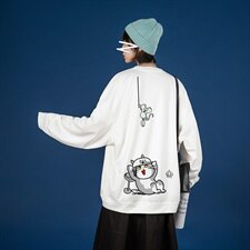 2021秋季新蒙马特日系大码男潮宽松港风卡通印花卫衣W5053-P28，男装卫衣，电商A001
