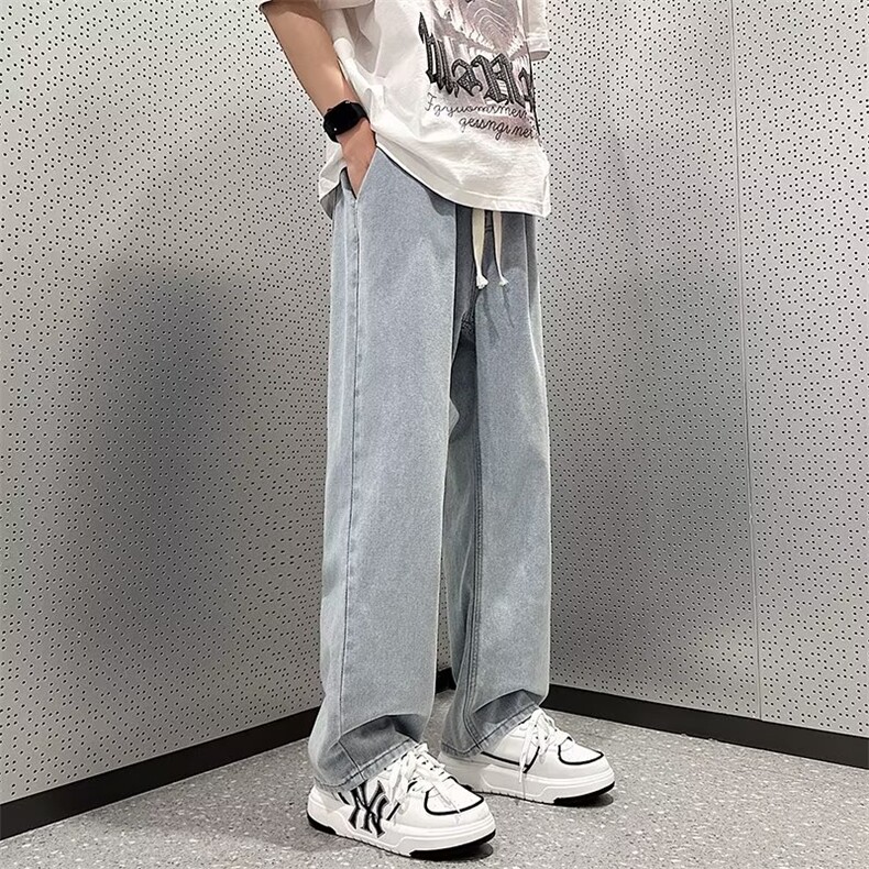 高街牛仔裤男女韩版潮流松紧腰宽松2025夏秋ins仓库RK2711-P38,男装牛仔裤,星座412-2