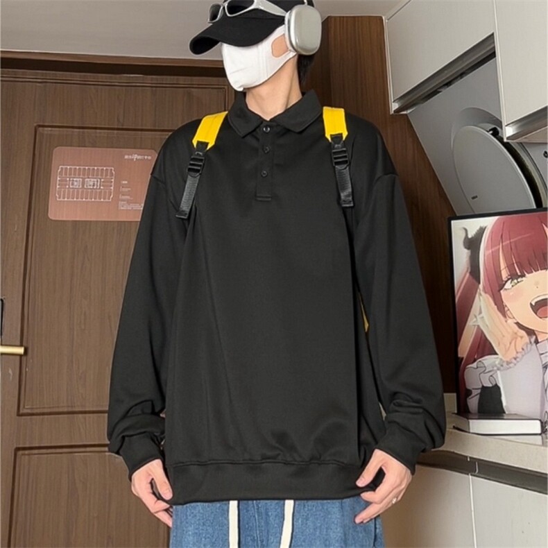 男士polo衫高级感痞帅成卫衣重男装正肩衬衫领长袖t恤潮8829/P36,男装卫衣,星座506