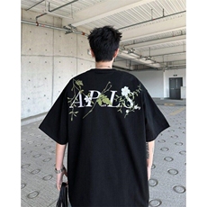 美式复古花卉刺绣短袖t恤男女夏季宽松重磅情侣半袖LT58033-p43，男装T恤，星座1008