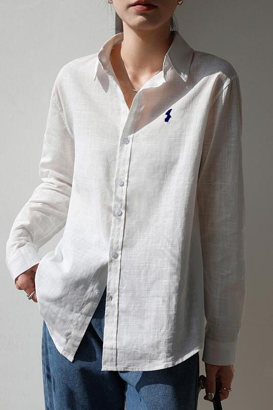美式老钱风棉麻衬衫上衣女春夏新款宽松通勤亚麻防晒衬衣薄,针织衫/毛衣,织己羊绒