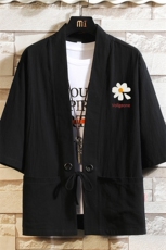 HF59059-P40风汉服男开衫外套七分袖道袍砖墙挂拍，男装民族服装，电商A040A