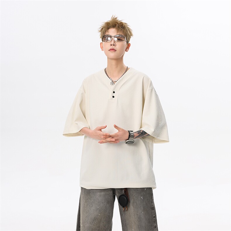 现货夏新男高品质大码宽松短袖T恤V领打底衫513DT3536P33，男装T恤，星座513