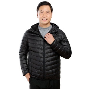 男士中老年90绒轻薄连帽羽绒服外套男款秋冬休闲羽绒轻便外套图片