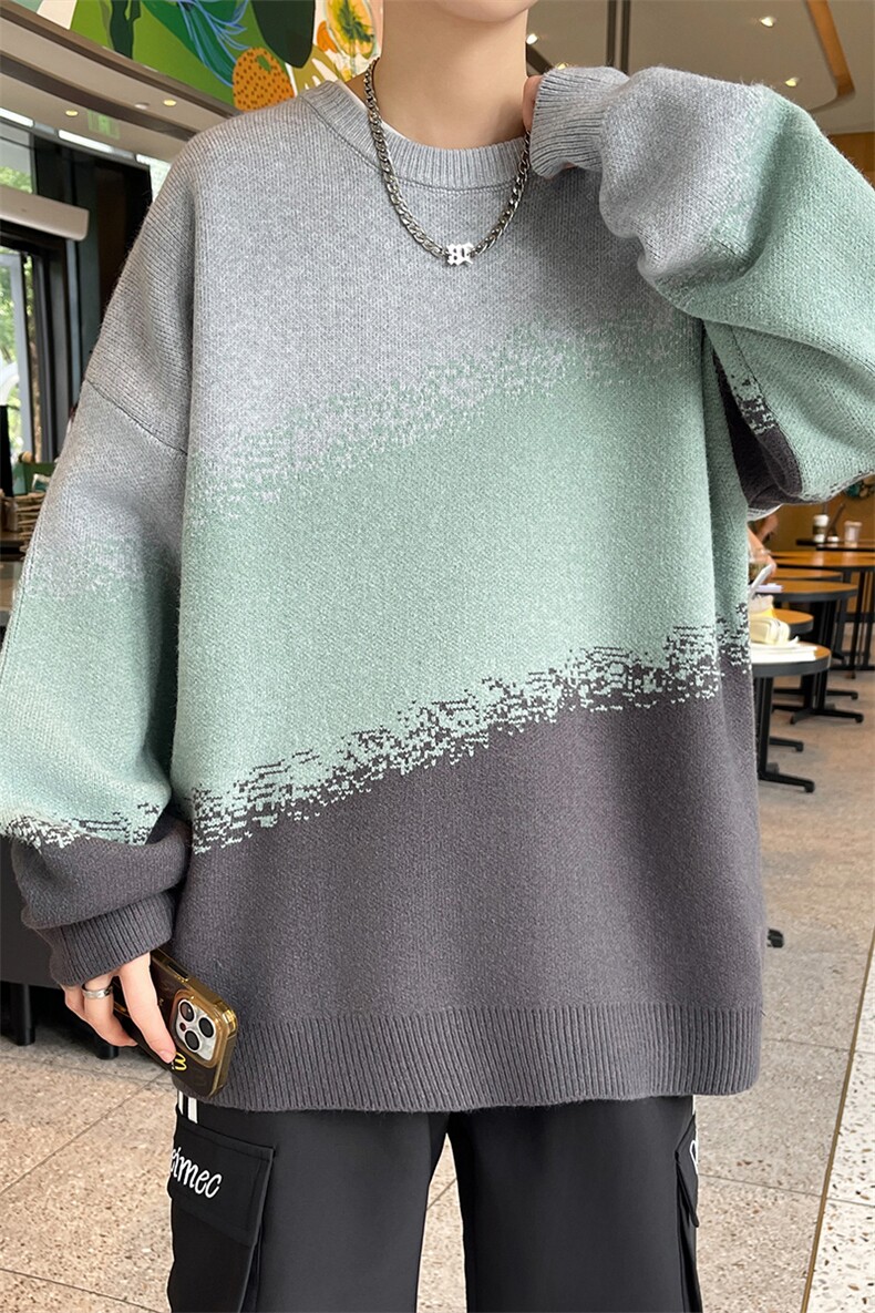 XL-9XL渐变圆领毛衣男宽松加厚大码针织衫MY805-P65大码元,男装针织衫/毛衣,星座210-1