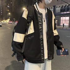 潮流夹克潮男春季毛呢皮袖外套J6502P65，男装夹克，星座1116-2