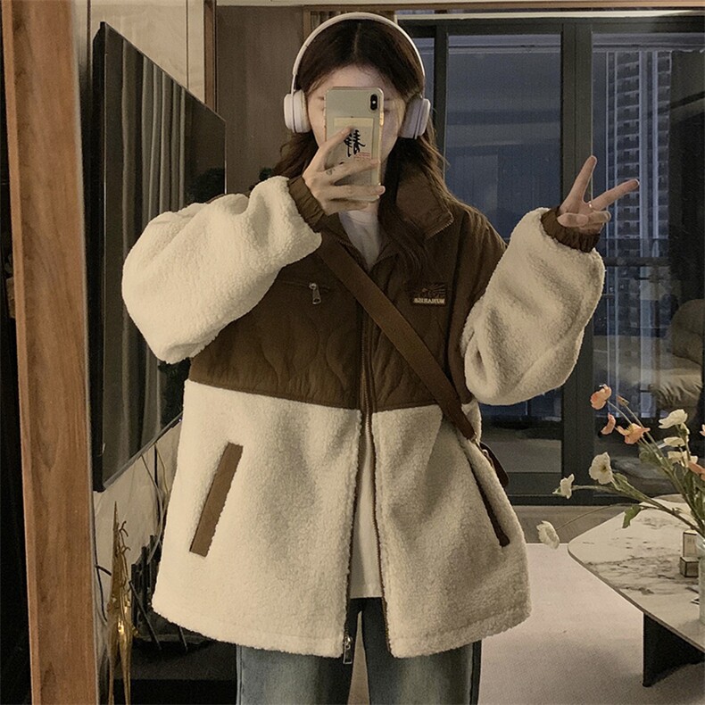C860-P120羊羔毛拼色连帽加厚夹棉外套学生棉服,男装棉衣,星座911-2(原星座613-2）