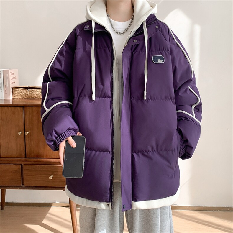 棉衣男冬季新款港风宽松连帽假两件棉服MD8888-P90（抖音不要上架,男装棉衣,星座214-3