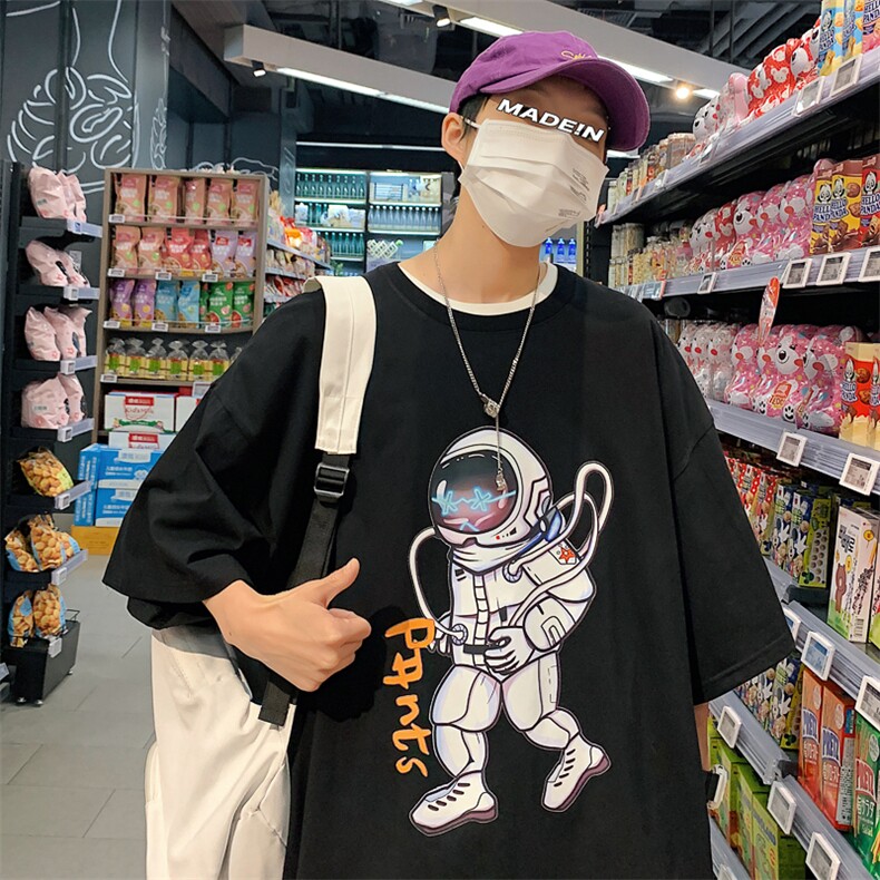 2024夏季新款宽松港风宇航员运动短袖T恤A071-5512-P25,男装T恤,电商A071