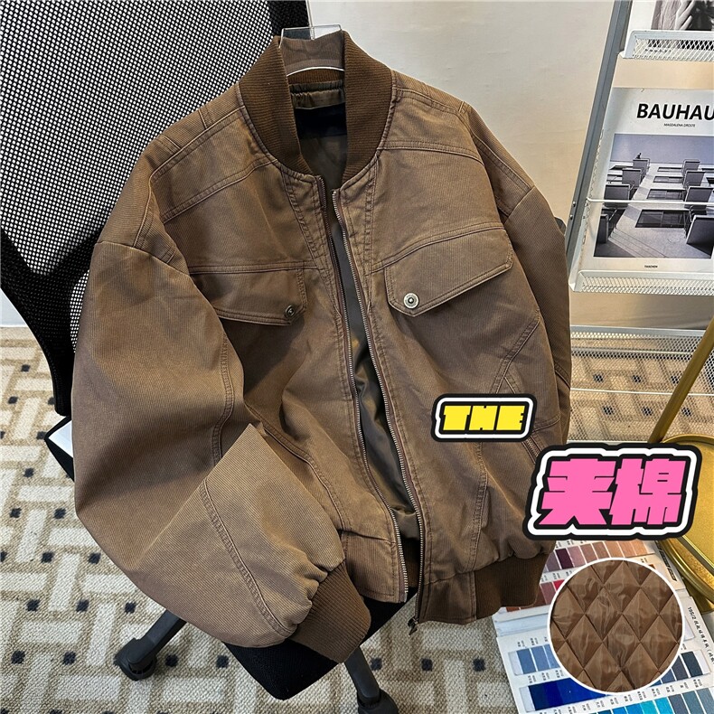 美式复古做旧工装灯芯绒背后铆钉夹克男M8067常规P73加棉83，男装夹克，星座1116-2