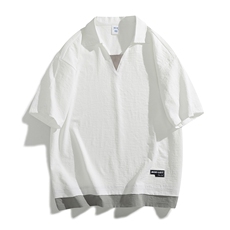 冰氧仿棉短袖日系白底体恤休闲百搭纯色POLO衫男上衣TC3143-P35，男装T恤，星座717