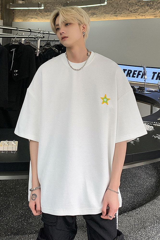 ins潮流男生宽松重磅短袖青少年星星百搭T恤jk23267-p25-控38,男装T恤,星座605(原A050)