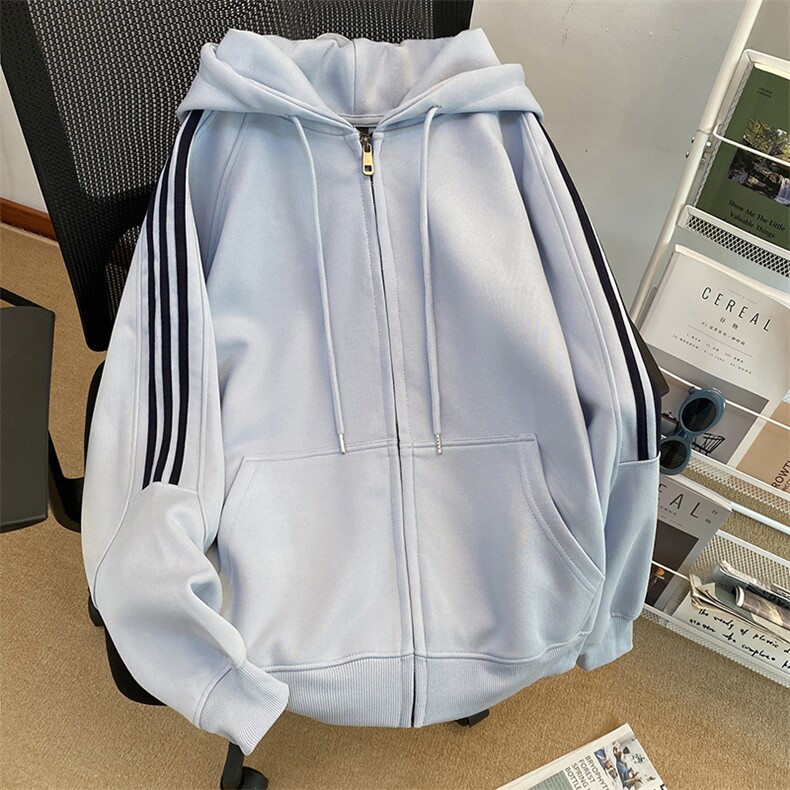 春季重磅400克足全棉条纹连帽卫衣外套RH116-P55，女装短外套，星座610B-1