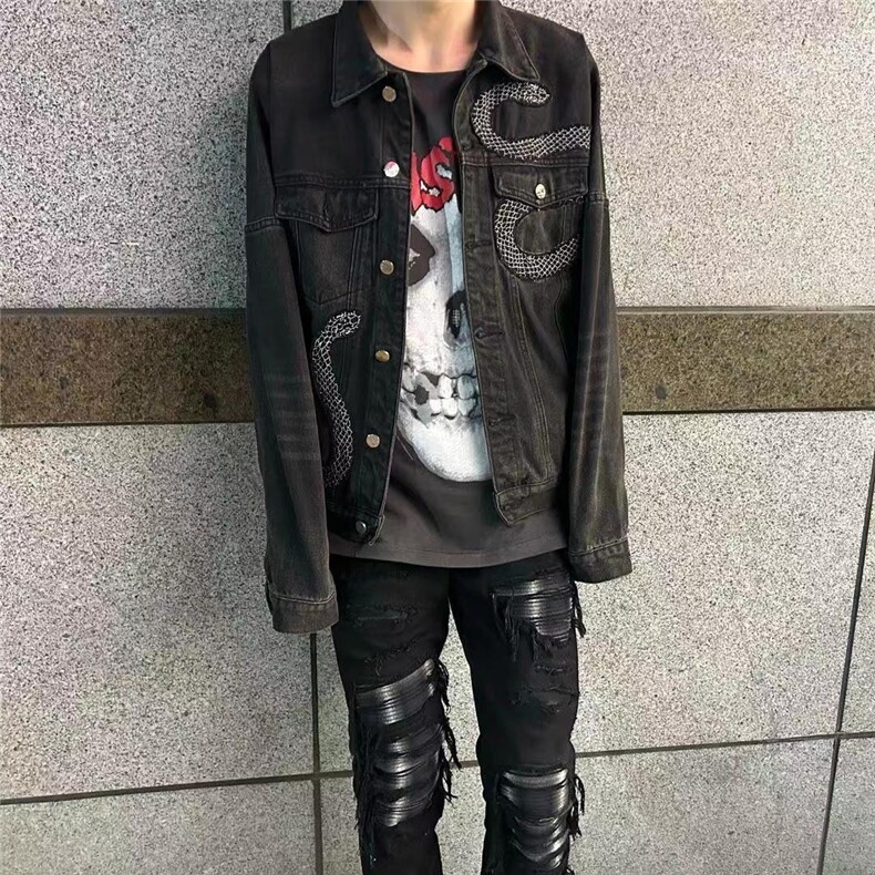 高级感夹克男士韩版潮牌显瘦新款精神小伙痞帅炸街牛仔外套图片