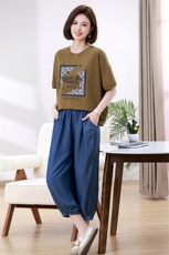 时尚宽松T恤牛仔裤套装女夏装新款韩版休闲两件套，女装套装/套裙，叶笙衣