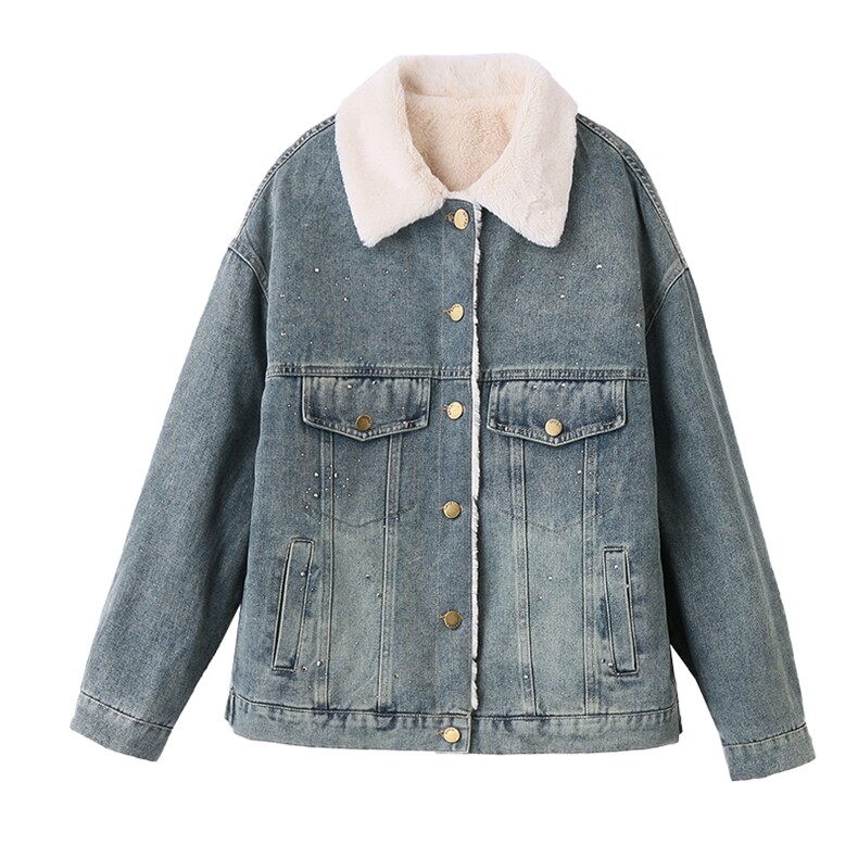 梦依缘2025冬时尚精品休闲加绒牛仔外套,女装短外套,梦依缘