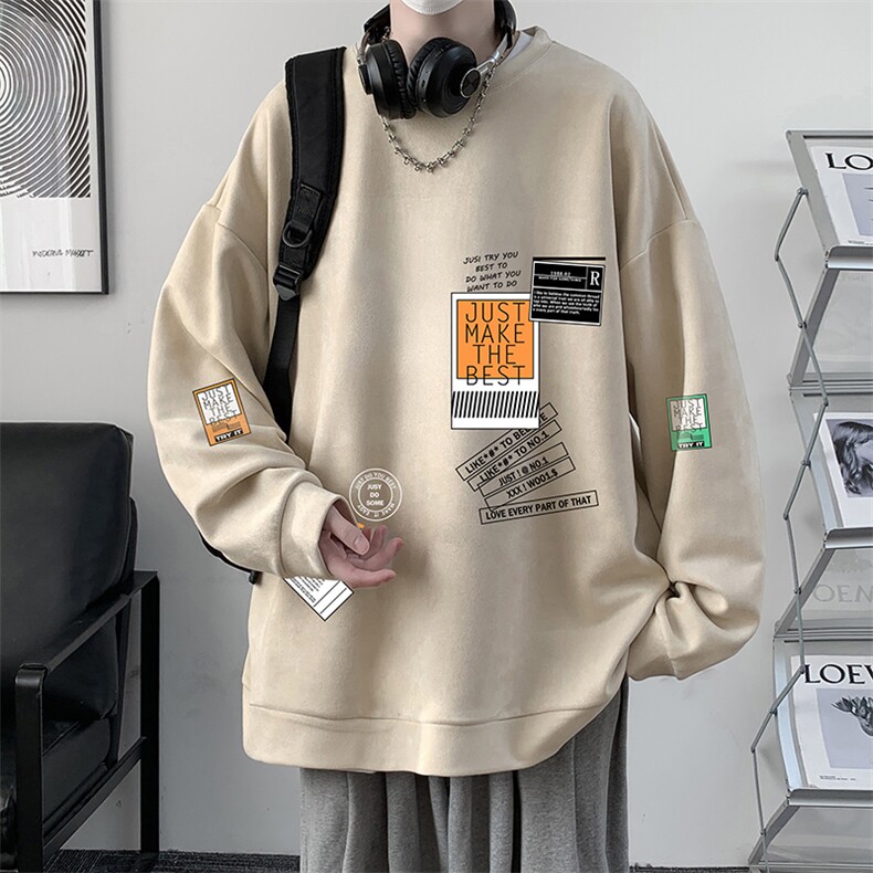 麂皮绒卫衣男大码重磅长袖t恤男JW81121-P35,男装卫衣,电商A040