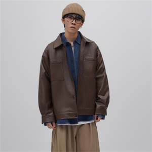 高品质秋款男皮衣夹克工装口袋休闲外套JY01 P85图片