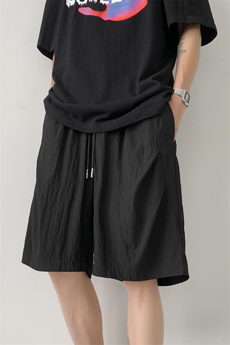 夏季新款皱感斜拼接打褶山本短裤大码M~4XLXZ604-DK210-P25控39,男装牛仔裤,星座604