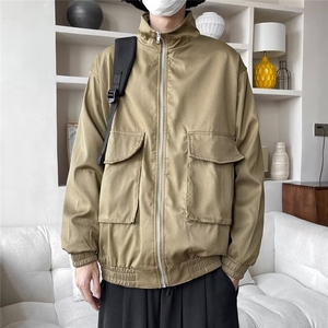 春秋季翻领外套男日系复古休闲大口袋痞帅宽松工装夹克衫 JC423图片