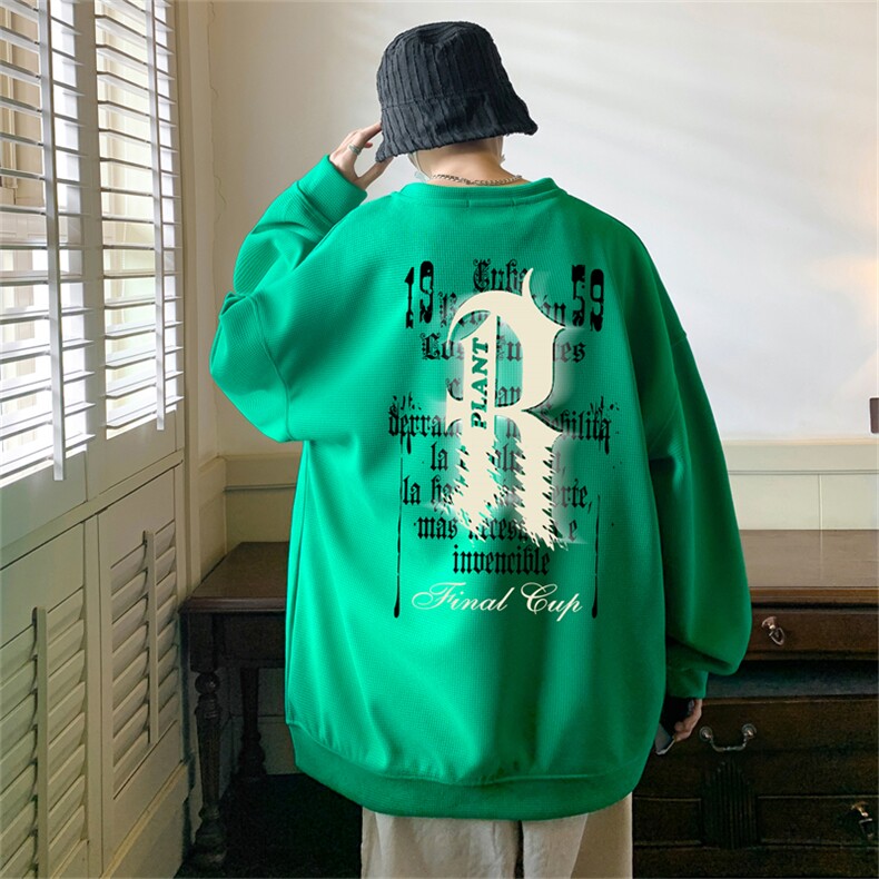 23/秋季华夫格圆领卫衣男装港风长袖t恤WF3137-P30控48,男装卫衣,电商B370