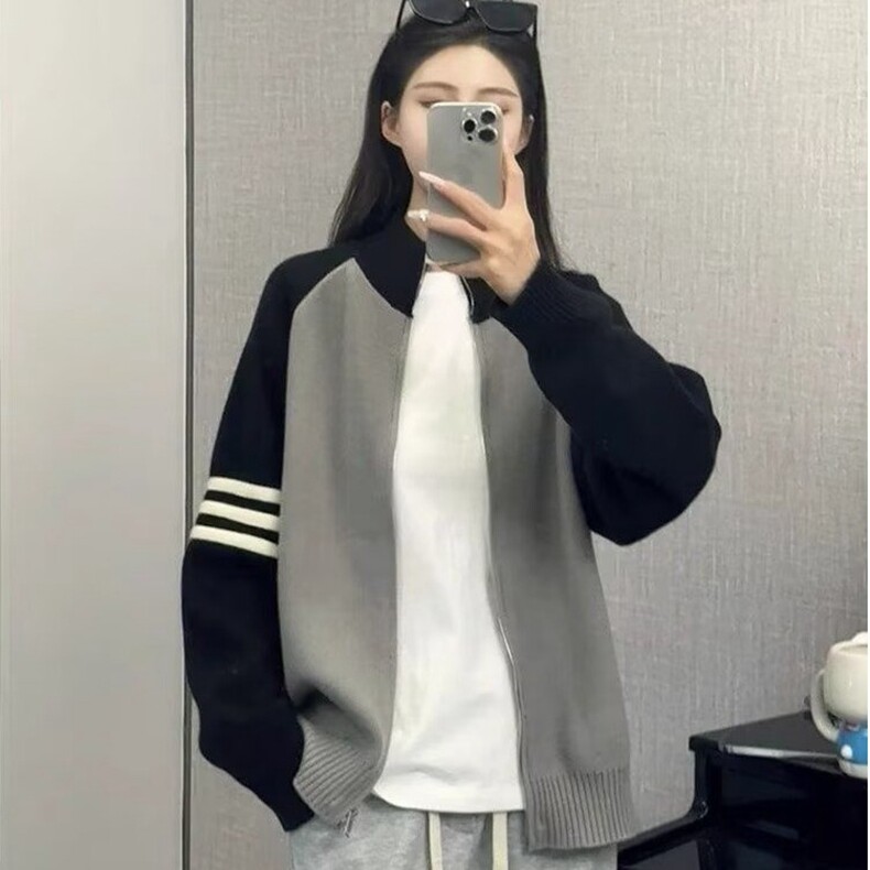 开衫毛衣男春秋季2025潮牌立领撞色针织外套男生休闲毛线衣服冬装,男装针织衫/毛衣,星座218-8