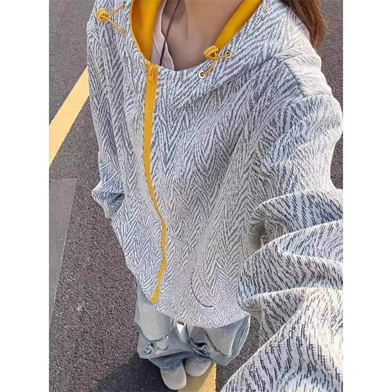 小香风连帽卫衣男款秋冬季设计感拼接外套美式情侣夹克LM177-P58,男装夹克,星座1008