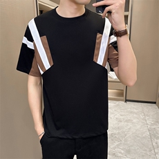 2024夏季新款创意拼接宽松圆领短袖T恤男2309-p68控98，男装T恤，电商D303