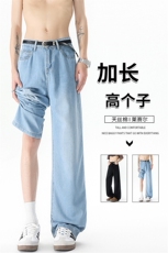 夏季莱赛尔天丝牛仔裤男高个子加长冰丝裤115cm垂感裤子KZ049P60，男装牛仔裤，电商B312