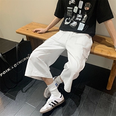 明线阔腿工装七分裤男女夏季美式高街宽松大口袋休闲裤Y1106p45，男装牛仔裤，电商B381-2