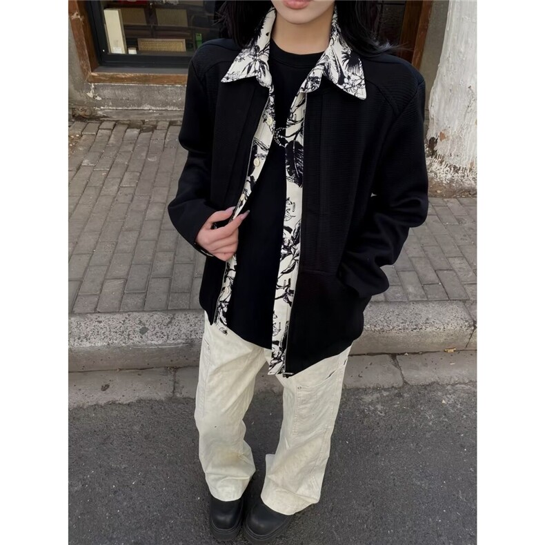 A159-P72假两件夹克外套男春秋款翻领防风防水男士潮,男装T恤,电商B323A