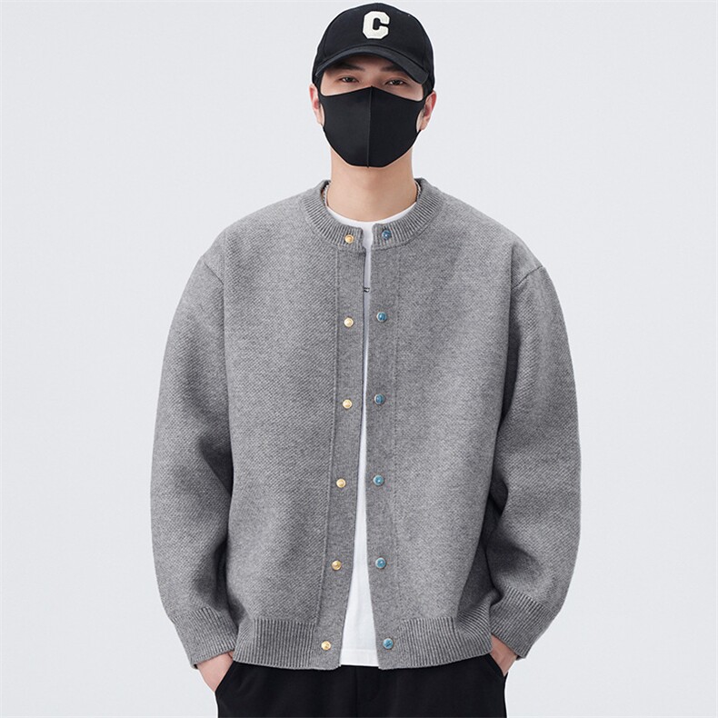 MM210-P72潮牌新款加绒宽松棒球服罗纹纯色夹克外套图片