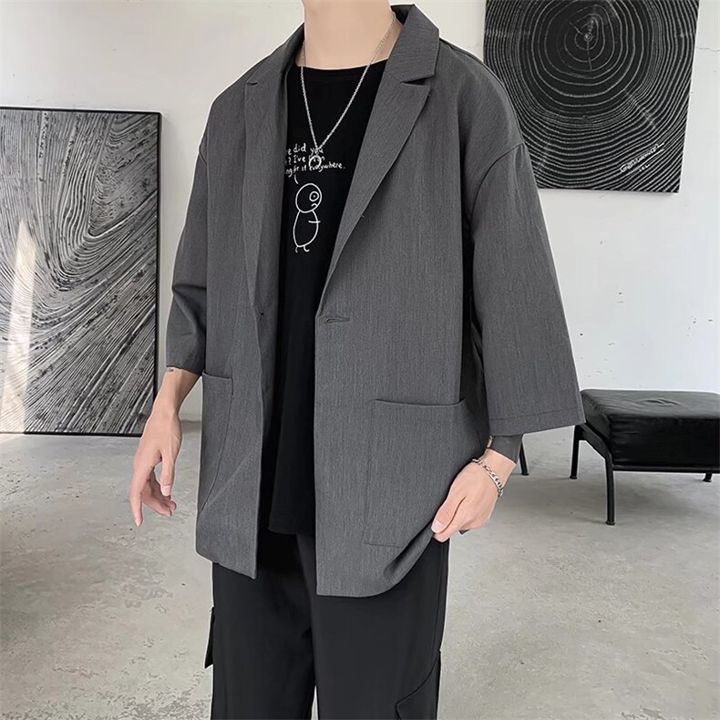 男士休闲西装七分袖外套X885P36图片
