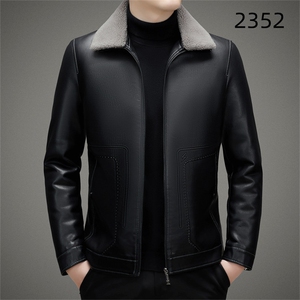 V3170钱塘2020-3新款时尚休闲冬季厚款中年男士皮衣夹克外套P215图片