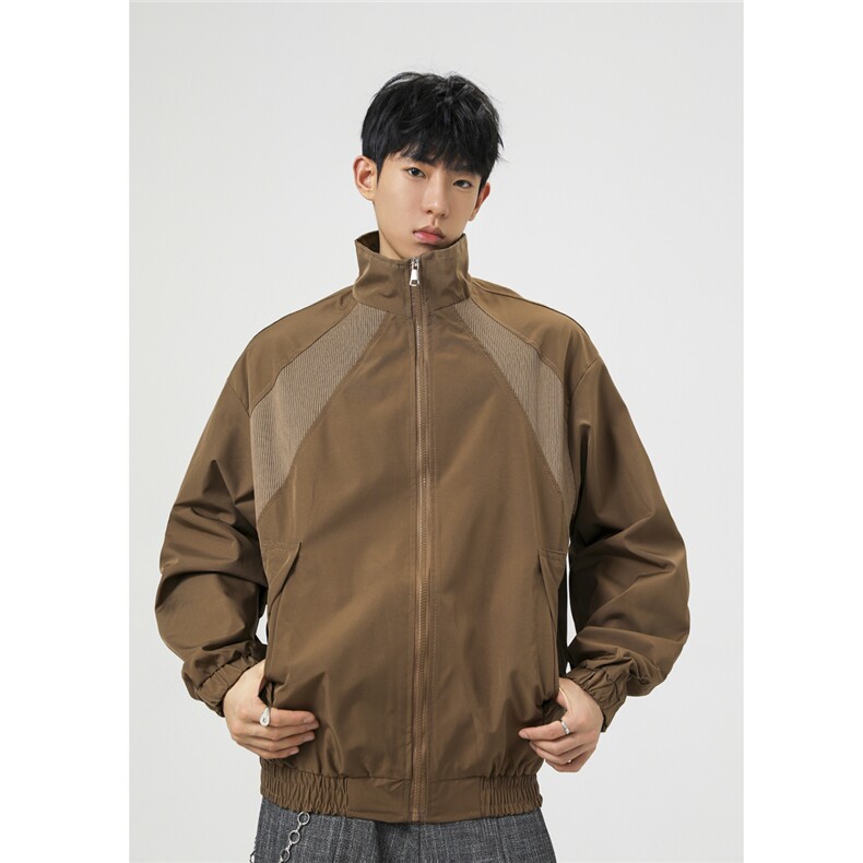 美式罗纹拼接袖子褶皱大码M-5XL教练夹克男JK78056P69控105，男装夹克，星座227-7